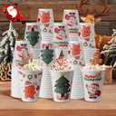 90 Pack Christmas Coffee Cups 12 oz No Lids, Disposable Insulated Paper Coffee Cups, Corrugated Ripple Wall Design Paper Cup, Hot Cold Drinking Cup for Party, Home, Events