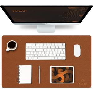 K KNODEL Small Office Leather Desk Mat, Mouse and Keyboard Pad, Computer and Laptop Mat, Desktop Protector and Cover, Writing Pad and Blotter (23.6"x13.8", Brown)