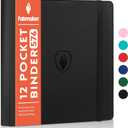 Premium 12 Pocket Card Binder for 576 Cards, Fabmaker PU Cover Trading Card Binder, Sturdy Card Collection Album, Sleek Card Holder Folders for Game Cards & Sports Cards, Black