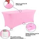 IVAPUPU 2 Pack 6FT Table Cloth for Rectangular Fitted Events Stretch Pink Table Covers Washable Spandex Spring Tablecloth Protector for Party, Wedding, Cocktail, Banquet, Festival