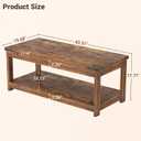 Homieasy 43.3 Rectangular Coffee Table with Storage Shelf, Farmhouse Wood Center Table for Living Room, Modern Black Tea Table with Open Shelf, Rustic Brown