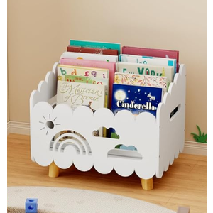 Wood Kids Bookshelf, Montessori Bookshelf, With 2 Adjustable Dividers, Suitable Kids Rooms, Nursery & Classroom, Kids Bookshelf And Toy Storage, Toddler Book Rack, Nursery Book Shelves, Kids Bookcase