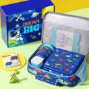 Fimibuke Kids Bento Snack Lunch Box with 4 Compartment, Insulated Lunch Bag, Stainless Steel Vacuum Thermo Food Jar, Ice Pack, Utensils Set, Birthday Gifts for Age 3-12 Back to School Toddler Girl Boy