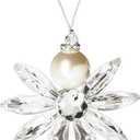 Angel Ornament Crystal Acrylic and Pearl 4.5" Tall Sun Catcher, Fan Pulll