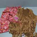 8 Pcs Girls Kids 60s 70s Hippie Costume Disco Outfits Fringe Vest Boho Bell Bottoms Hippie Outfits Accessories Set 2XL