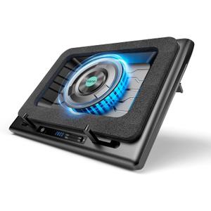llano V12 Laptop Cooling Pad, Gaming Laptop Cooler Stand with 5.5inch Powerful Turbo Fan, Adjustable Speed, Touch Control, 3-Port USB A, for Fast Cooling Laptop 15.6-19in, Black (No RGB)