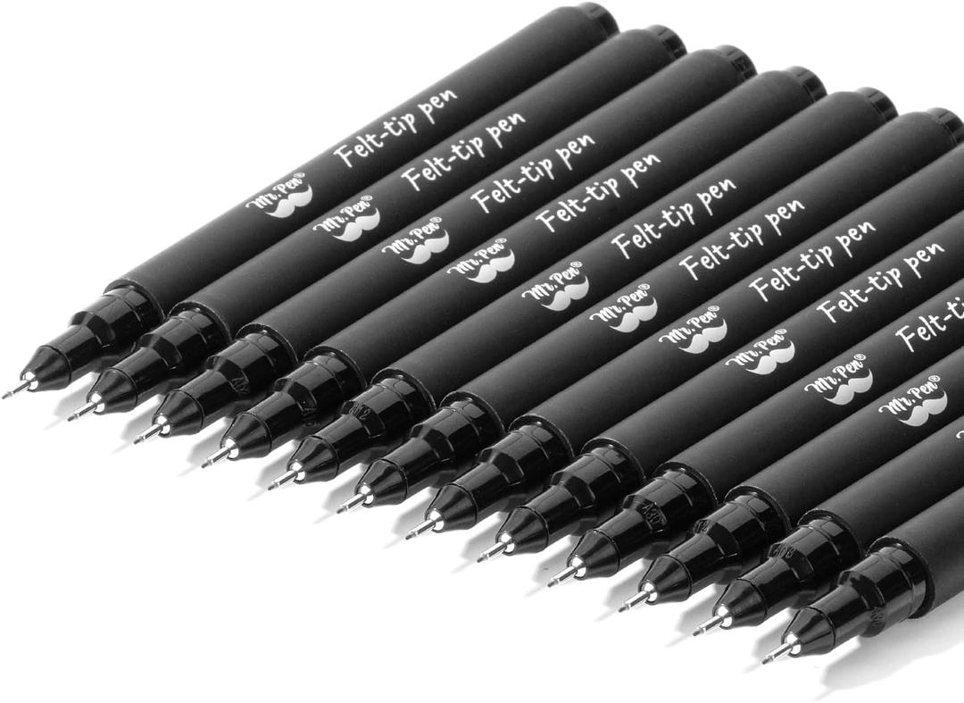 Mr. Pen- Drawing Pens for Artists, 0.1mm, 12 Pack, Black Artist pens, Micro Pens for Drawing, Bible Journaling Pen, Fine Point
