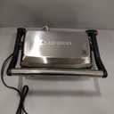 Chefman Electric Panini Press Grill, Compact 2-Slice Sandwich Maker, Non-Stick Coated Plates, Opens 180 Degrees, Dishwasher Safe, Removable Drip Tray, Stainless Steel/ Black