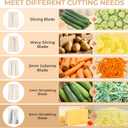 SUSTEAS Rotary Cheese Grater with Handle - Vegetable Shredder with 5 Well-designed Blades & Strong Suction Base,Round Mandoline Slicer & Food Chopper for Kitchen,with Blade Storage Box(Beige)