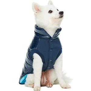 Blueberry Pet Cozy & Comfy Windproof Lightweight Quilted Fall Winter Glossy Dog Puffer Jacket in Navy Blue, Back Length 15.75", Size 14, Warm Coat for Medium Dogs (Size 14 (Pack of 1), Navy Blue)