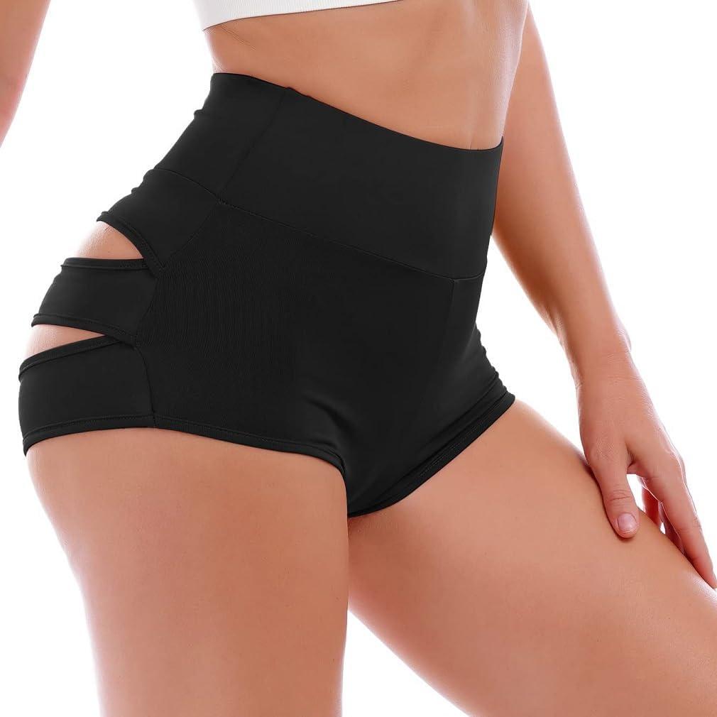 Biker Shorts for Women, High Waist Workout Gym Athletic 4 Inches Shorts (Black Sexy) XL