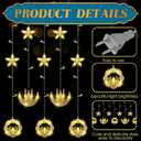 Riakrum 2 Pack Eid Mubarak Fairy Curtain Lights 9.84 ft Star Moon Castle Lights LED Window Star Lights for Ramadan Home Decoration Gifts Wedding Christmas Eid Party Indoor Holiday