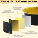 SUPPHOUS Disposable Ramekins, 5oz Mini Cake Pans with Lids Aluminium Foil Baking Cups, Disposable Mini Cake Containers Creme Brulee Ramekins for Christmas Party Wedding Birthday(Black Gold)