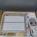 AEPOALUA Nightstand with Charging Station, Morden Bedside Table with Gold Frame, Small White Night Stand, End Table, Bedside Furniture, Side Table with Drawer and Shelf for Bedroom, Living Room