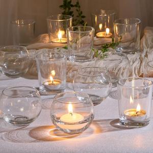 DEVI 24pcs Glass Votive Candle Holders, Clear Glass Candle Holder for Floating Candle&Tea Lights, Wedding Centerpieces for Tables, Bridal Baby Shower Party Table Decor