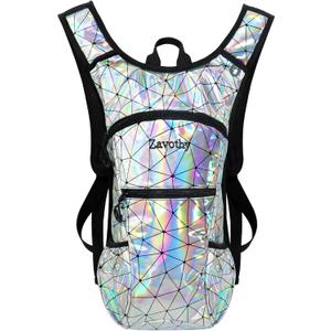 Zavothy Rave Hydration Backpack with 3L Bladder, Colorful Festival Hydration Pack with Side Pockets, Lightweight Water Backpack for EDM, Music Festivals, Hiking & Cycling