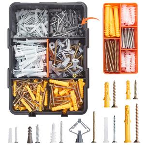 600PCS Drywall Anchors and Screws Assortment Kit 300 Plastic Wall Anchors and Self Drilling Anchors 300 Philips Galvanized Flat Head Screws 8 Sizes (Basic Drywall Anchors 600pcs)