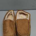 FLYFUPPY Mens Moccasin Slippers Memory Foam Slippers Warm Plush Fluffy Indoor/Outdoor House Shoes (10, Beige)