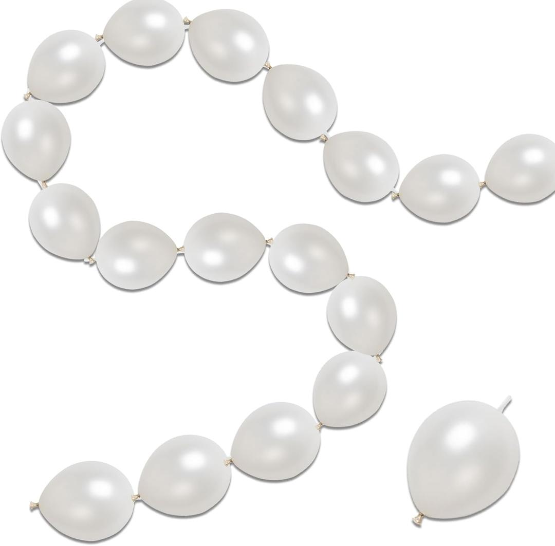 100 Pcs Quick Link Balloons White Metallic 6 inch, Latex Linking Balloons Pearl White for Balloon Wall/Arches/Chains, Birthday Party Wedding Anniversary Graduation Arch Party Decor