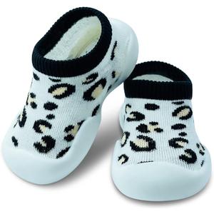 Baby Shoes Boys Girls First Walking Shoes Non Slip Soft Sole Sneakers Toddler Infant Babygirl Sock Shoes (6-9 Months Toddler, Leopard Light)