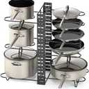 Vdomus Pot Rack Organizer with 3 DIY Methods, Black Metal Kitchen 8+ Pots Holder, Height and Position are Adjustable Cabinet Pantry Pot Lid Holder (Upgraded)