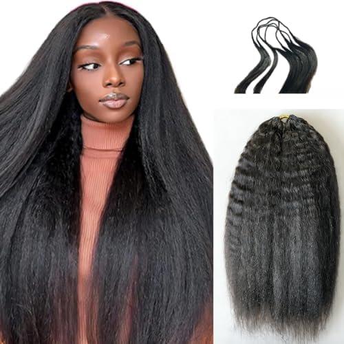 Knotless Pre-Separated Crochet Hair extensions Afro Kinky Straight hair feather crochet 100% human hair extensions for Women Natural Color 18 Inch 120g