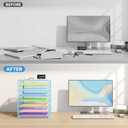 2 Pack 8 Tier Paper Organizer with Handle, Metal Mesh Desk File Organizer, Large Capacity Desk Organizers Paper Letter Tray Desktop Document Sorter for Office, Home or School - Blue