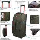Eddie Bauer Expedition Rolling Duffel Bag with Wheels | Travel | Check-In | Luggage | Rugged | Durable - Black, 30"