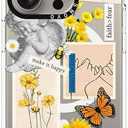 MOSNOVO Case for iPhone 15 Pro, [Compatible with Magsafe] [Buffertech 6.6ft Military-Grade Drop Protection] [Anti Peel Off Tech] Clear Phone Case Design - Vintage Collage Art