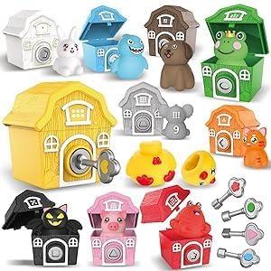 Grarain Toddler Farm Animals Toys, Upgraded Keys Barn Match Game, Montessori Educational Color Shape Sorting & Counting Learning Toy for Kids Boys Girls 3-5 Year Old, Fine Motor Gifts