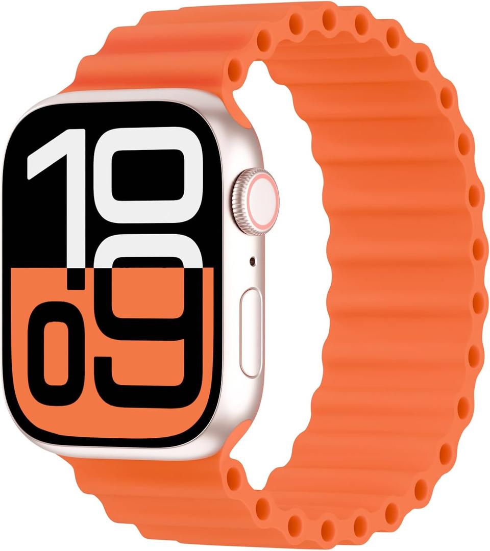 Silicone Ocean Solo Loop Bands Compatible with Apple Watch Band 49mm 46mm 45mm 44mm 42mm 41mm 40mm 38mm, Soft Breathable Sport Strap for iWatch Ultra 3 2 1 Series 11 10 SE 9 8 7 6 5 4 3