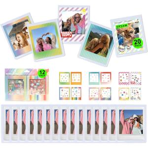 WOGOZAN SQ Film Accessories for Instax Square SQ1 SQ40 SQ6 SQ10 SQ20 SP-3 Instant Camera 2.9x3.4 Inch Film with 20 Magnetic Photo Frames Refrigerator Photo Display and 12 DIY Stickers
