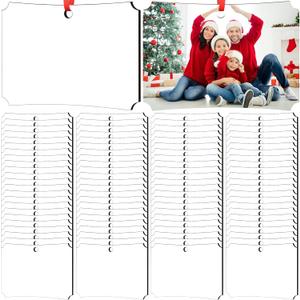 Zeyune 48 Pcs Christmas Sublimation Ornament Blanks 3.5"x2.48" Rectangle Double Sided Blanks Christmas Hanging Ornament Blank Personalized Sublimation Blank with Rope DIY for Xmas Tree Decoration