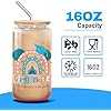Cute, Graduation Castle, Glass Cup Tumbler 16 Oz With Lid And Straw, Graduation Gifts, Cute Bamboo Lid Straw Blue Decorations Glass Cup Heart Coffee Glass Mug Iced