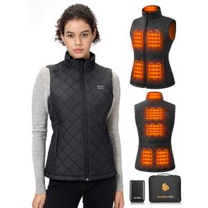 Women's Quilted Heated Vest with Battery Pack 16000mAh 7.4V, Warming Heated Vest for Women, Electric Heating Vests (Medium, Black)