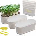 5-Pack Herb Planter,Window Boxes Planters with Multiple Drainage Holes,8.5" x 3.3" Oval Herb Garden Planter indoor/outdoor for Grow Plants, Flowers or Succulents, Deck Railing Window Planter Box