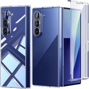 for Samsung Galaxy Z Fold 7 Case Magnetic, [Built-in Screen Protector] Military Grade Shockproof Phone Cover, Anti-Yellowing Slim Thin Protective Case for Fold 7 Clear