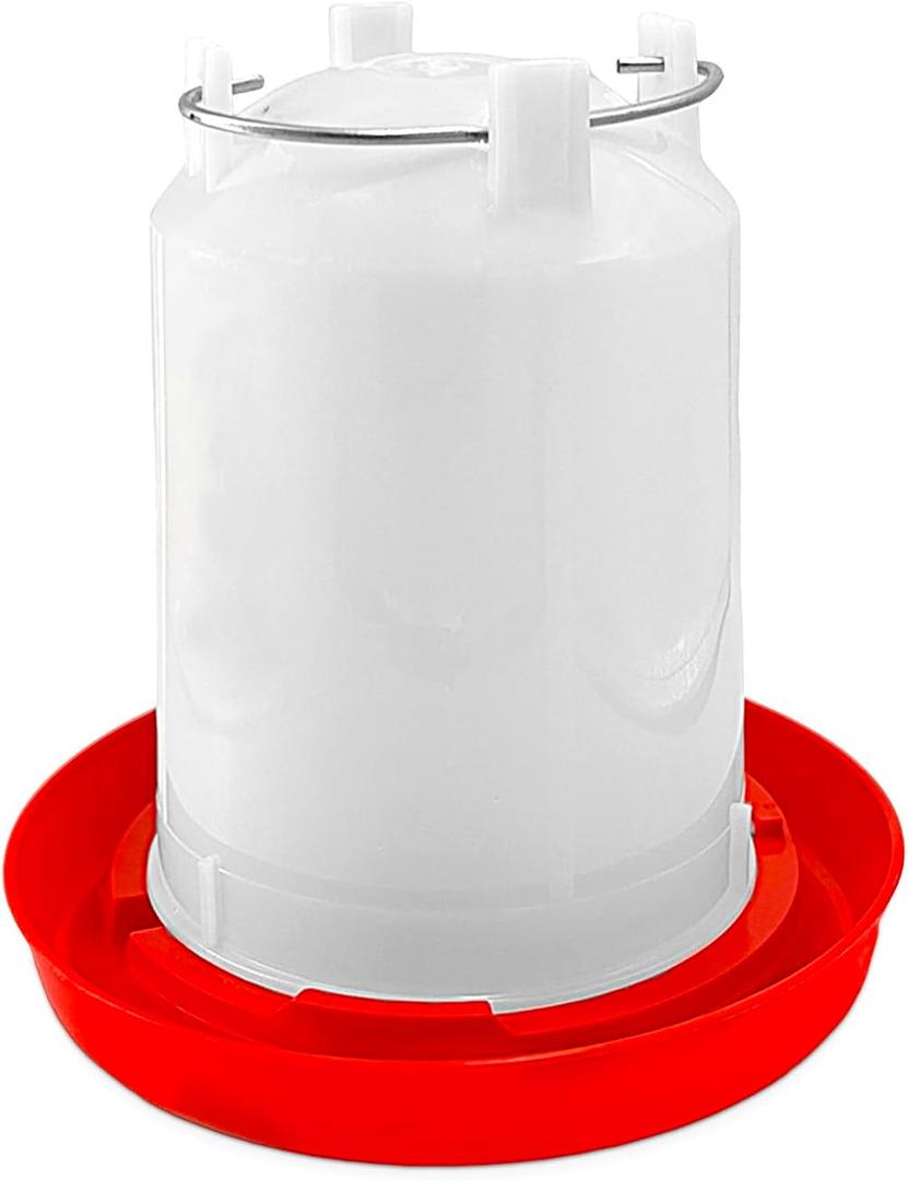Chicken Waterer 3/4-Gallon Red Plastic Poultry Drinker | Convenient Sized Waterer for All Life Stages | for Chickens, Chicks, Ducks, Turkeys, Ducklings, Quail and More