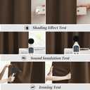 Brown Blackout Pleated Look Curtains 96 Inches Long 8 ft Length for Patio Sliding Door Living Room, 100% Light Blocking Linen Textured Curtains 72 Wide 2 PCs Back Tab Rod Pocket Hook Belt