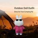 17cm Doll Clothes& Accessories (No Doll), Outfit Set with 3-Piece, Pink Hooded Jumpsuit, Sunglasses& Canvas Shoes