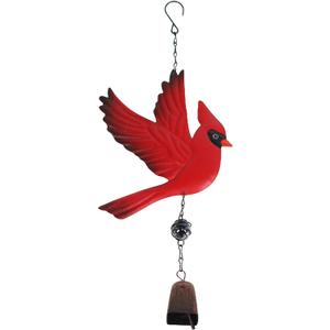 Tinsow Cardinal Bird Wind Chime Christmas Hanging Decorations Bell Outdoor Wind Chime Outdoor Decoration for Patio, Deck, Yard, Garden (Red-Flaping)