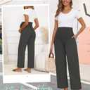 Huukeay Women's Cotton Linen Blend Maternity Pants, High Waisted Lounge Pregnancy Pants Over The Belly Trousers with Pockets (Black, S)