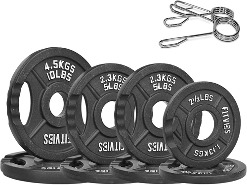 Fitvids 2 Inch Olympic Barbell Weight Plates Set, Barbell Weight Set for Home Gym Strength Training, Doublegrip Design 2INTHCLIPS-2X10-4 X 5-2X2.5 