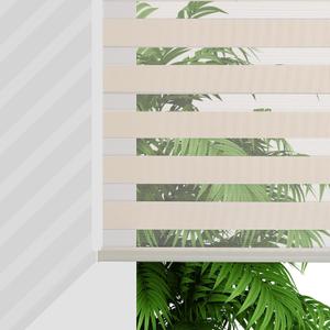 Joydeco Cordless Zebra Blinds for Windows, Dual Layer Light Control Window Blinds with Light-Proof Aluminum Cover, Free-Stop Roller Shades for Home & Office (Beige,28" W x 75" H) (Light Beige)