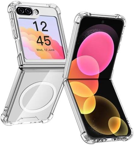 AICase for Samsung Galaxy Z Flip 6 Clear Case, Compatible with MagSafe Transparent Shockproof Protection Yellowing Resistant Magnetic Phone Case for Galaxy Z Flip 6 5G (2024)-Clear, Set of 2