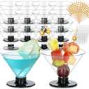 50 Pcs Mini Stemless Martini Glasses Set with 100 Cocktail Picks and 50 Mini Spoons, 5 oz Plastic Martini Glasses Disposable, Clear Martini Cups for Parties, Weddings,Holidays, Catering
