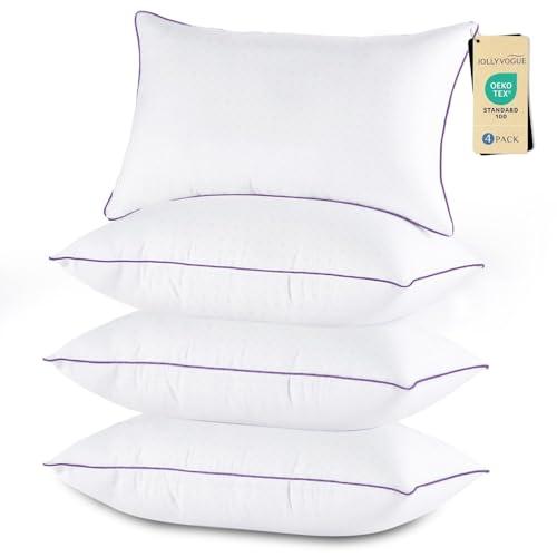 JOLLYVOGUE Pillows King Size Set of 2, Washable Supportive Bed Pillows with Super Soft Down Alternative Fill, Luxury Fluffy Hotel Quality for Side, Back, and Stomach Sleepers