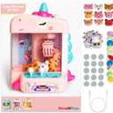 Claw Machine for Kids - Mini Arcade Game - Vending Machine - Candy Grabber Toys - Silent Mode, Lights, USB - Plush Toys & Easter Eggs, Surprise Stickers - Fun Gift for Kids, Boys & Girls (Unicorn)