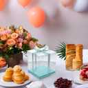 XININSUN clear cake box with ribbon,8inch 10inch cake boxes,transparent tall cake box cake carrier,Cake Containers clear gift box for Wedding,Birthday,Party(6pcs-green)