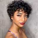 Besteffie Pixie Cut Curly Wave Wigs for Black Women Short Human Hair Wigs With Bangs No Glue Curly Human Hair Wig for Daily and Party Use